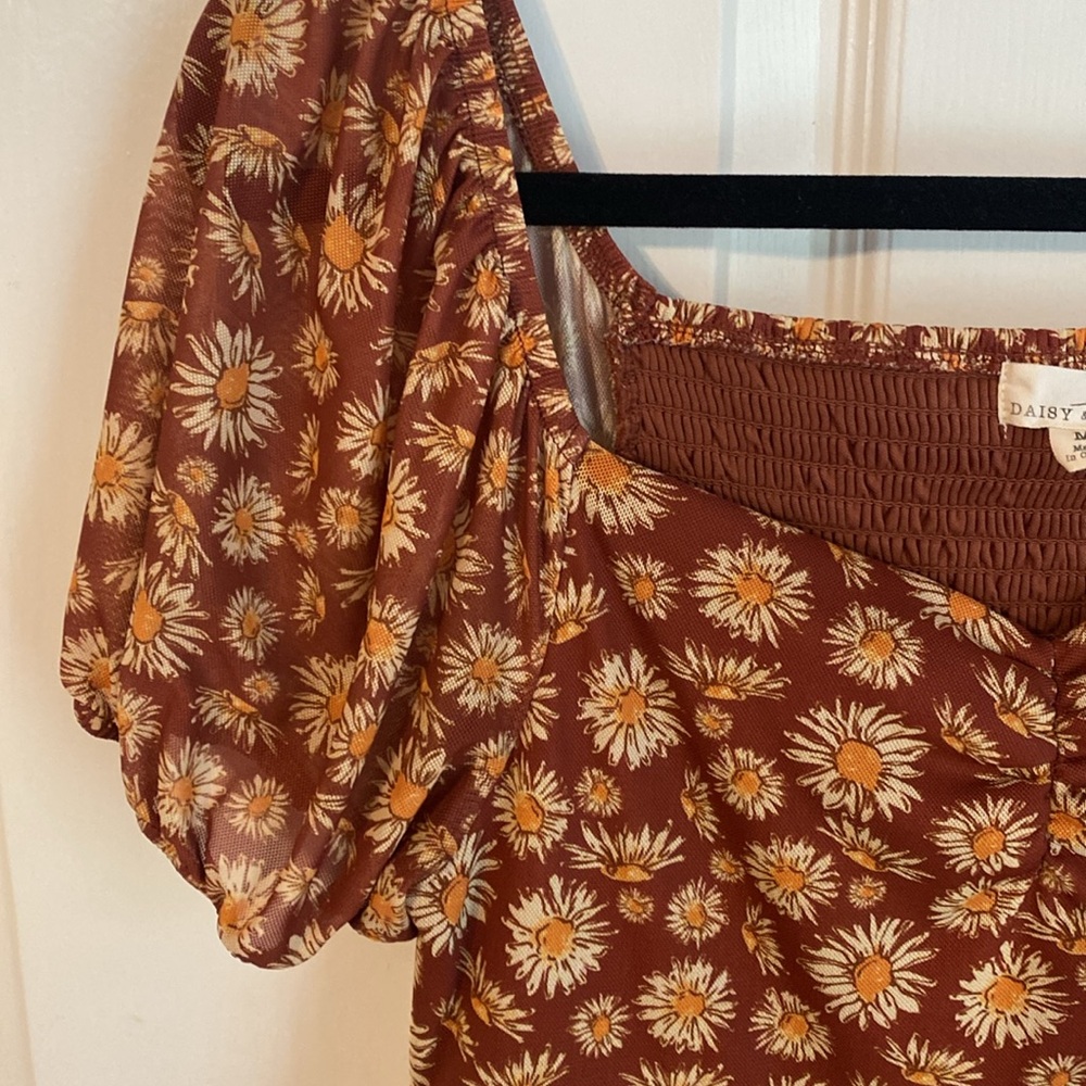 Floral Orange Red Dress Size M Daisy & Delilah